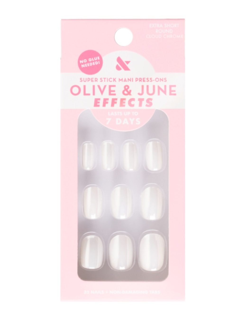 Olive and June Super Stick Mani Press On Nails in Cloud Chrome